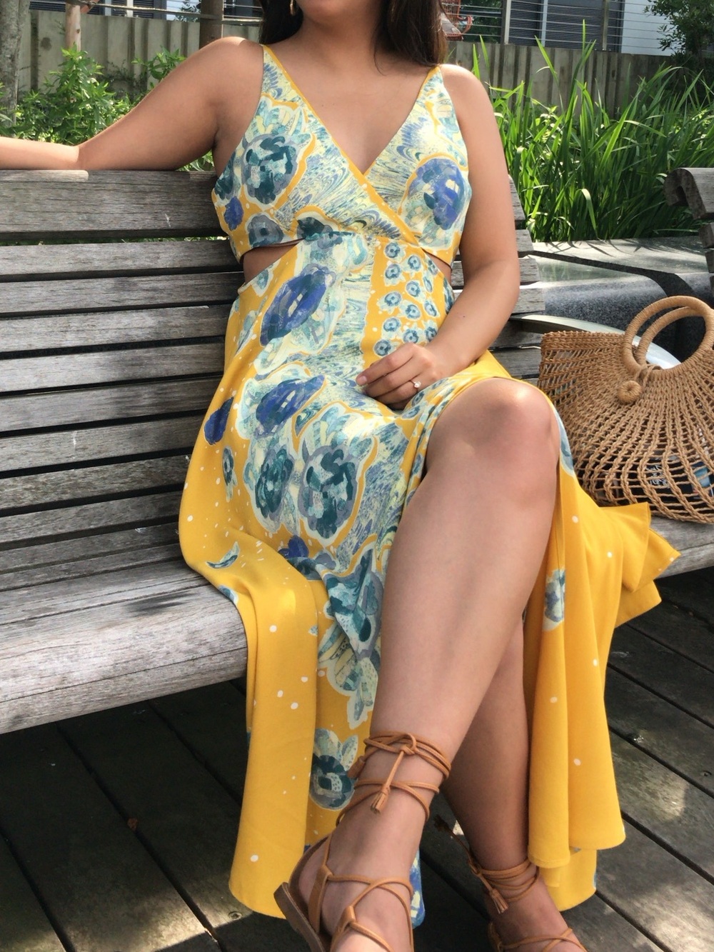 Free People Maxi Cut-out Dress in Yellow - Size S